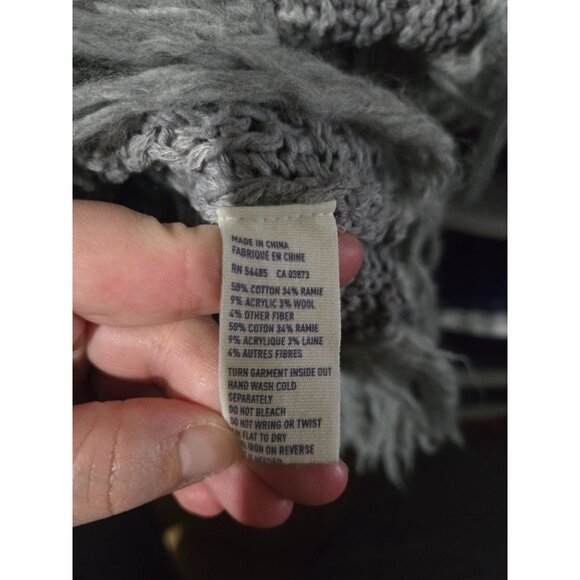 American Eagle Outfitters Women Gray Wool Blend Knit Fringed Poncho Sweater L/XL - Picture 5 of 8
